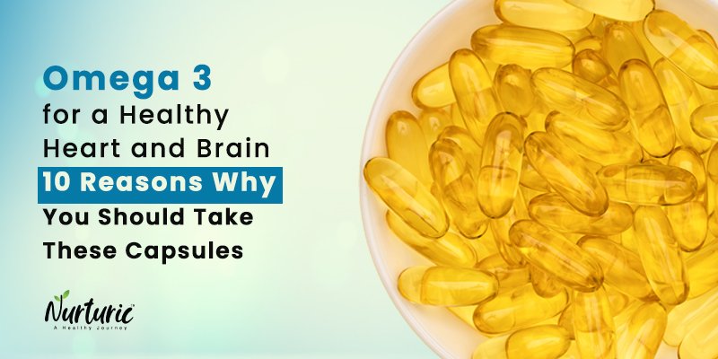 Omega 3 fatty acid capsules for a healthy brain and heart